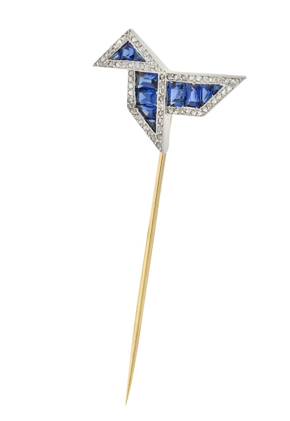 Art Deco 2.34 CTW Sapphire Diamond Platinum 14 Ka… - image 2