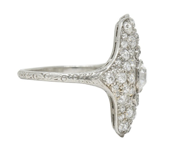 Late Edwardian 1.91 CTW Diamond Platinum Scroll A… - image 3