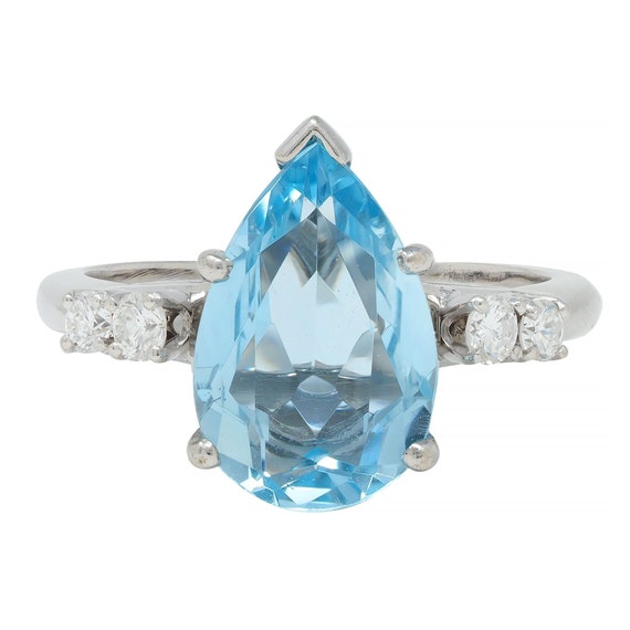 Contemporary 2.24 CTW Pear Cut Aquamarine Diamond… - image 1