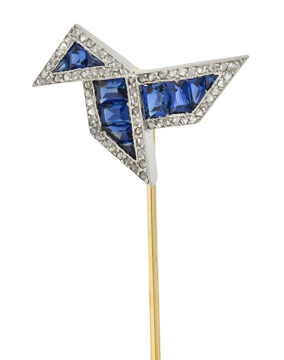 Art Deco 2.34 CTW Sapphire Diamond Platinum 14 Ka… - image 1