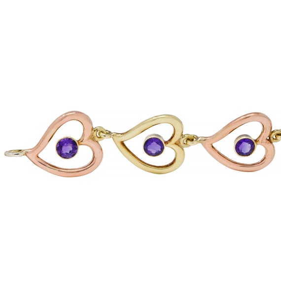 Retro Amethyst 14 Karat Two-Tone Gold Witches Hea… - image 3