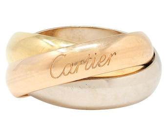 Cartier 1980's 18 Karat Tri-Gold Vintage Trinity Rolling Band Ring