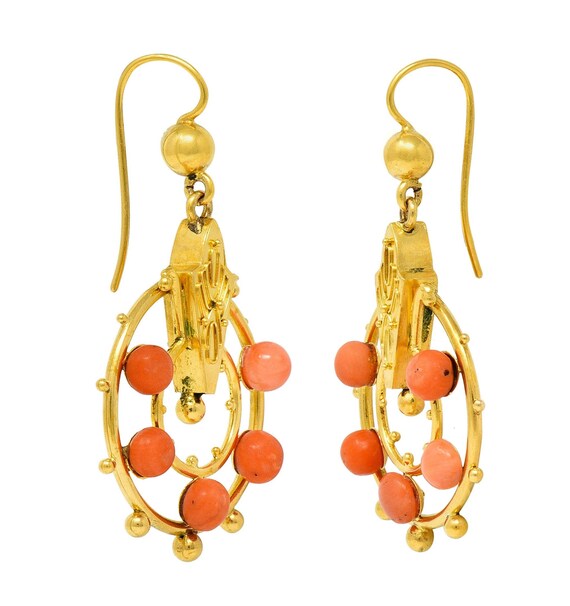 Victorian Etruscan Revival Coral 18 Karat Yellow … - image 6