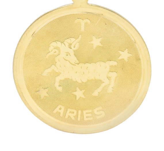 Vintage 14 Karat Yellow Gold Aries Zodiac Medalli… - image 5