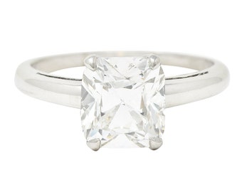 Art Deco 2.33 Carat Old Mine Cut Diamond Platinum Solitaire Vintage Engagement Ring GIA
