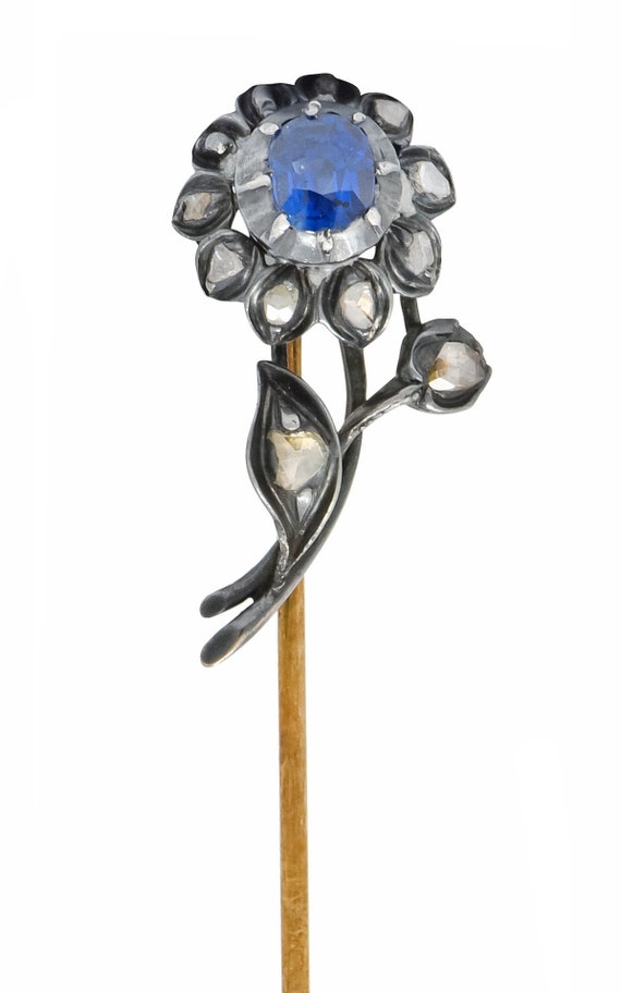 Victorian Sapphire Diamond Silver-Topped 14 Karat 