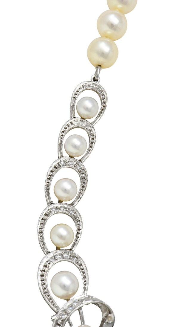 Mikimoto 1950's Diamond Pearl 14 Karat White Gold… - image 5