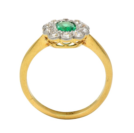 Edwardian Emerald Diamond Platinum 18 Karat Yello… - image 10