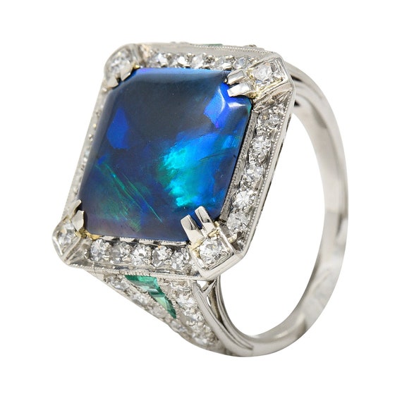 Marcus & Co. Art Deco Octagonal Black Opal Emeral… - image 9