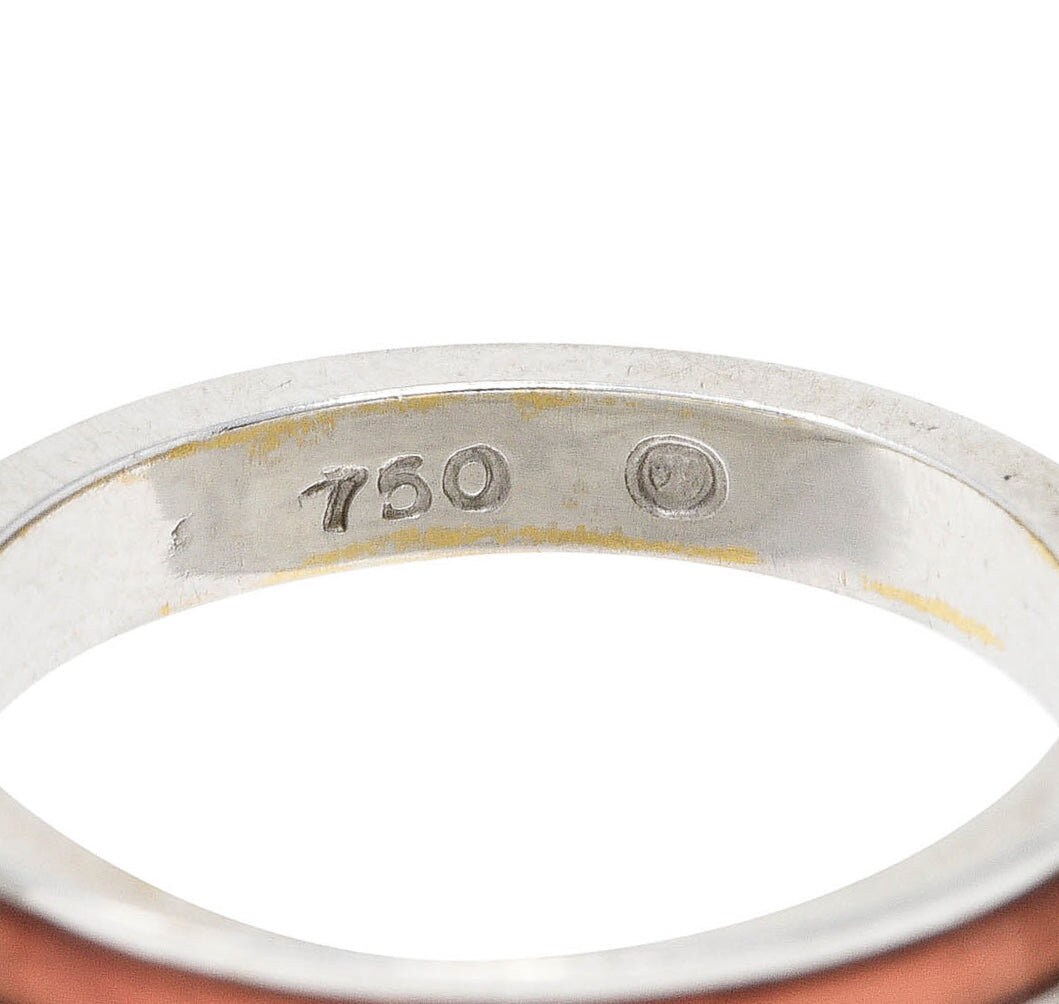 Hidalgo Vintage Orange Enamel 18 Karat White Gold Eternity Band Ring Etsy Canada