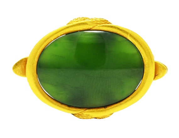 Victorian Jade 18 Karat Yellow Gold Love Knot Sna… - image 2