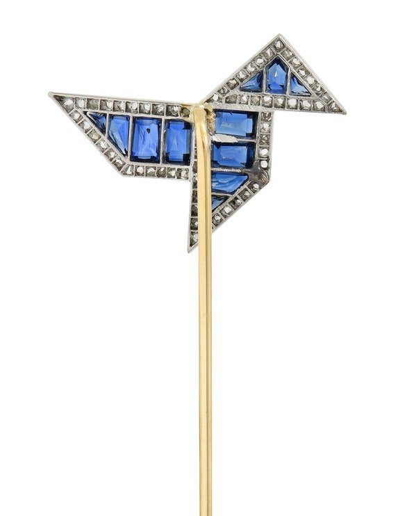 Art Deco 2.34 CTW Sapphire Diamond Platinum 14 Ka… - image 4