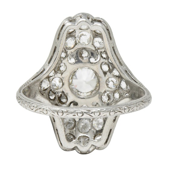 Late Edwardian 1.91 CTW Diamond Platinum Scroll A… - image 4