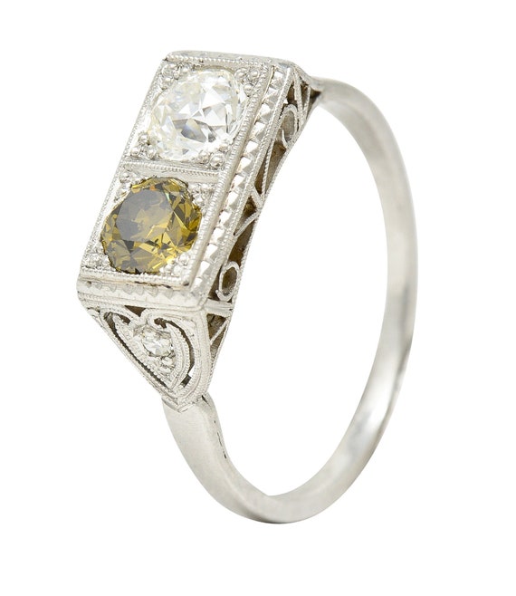 Art Deco 1.00 CTW Fancy Colored Diamond & Diamond… - image 9