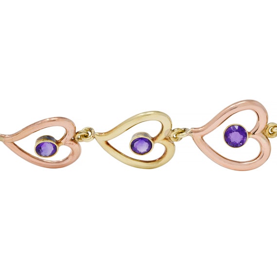 Retro Amethyst 14 Karat Two-Tone Gold Witches Hea… - image 4