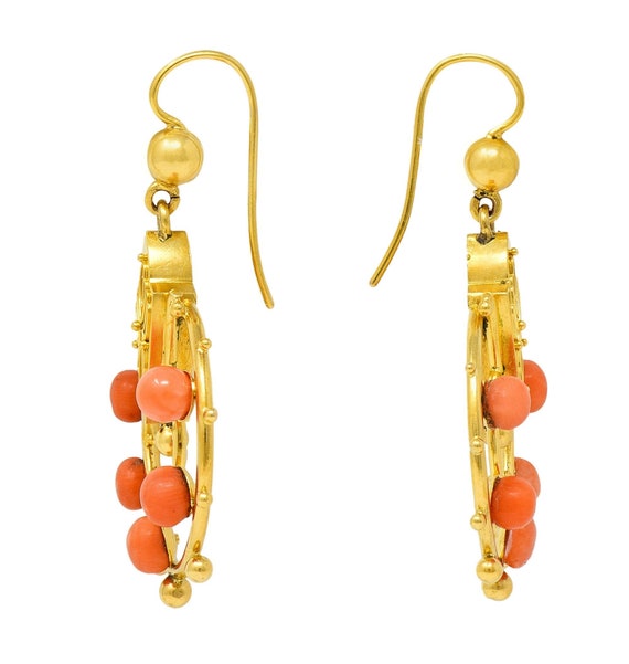 Victorian Etruscan Revival Coral 18 Karat Yellow … - image 2