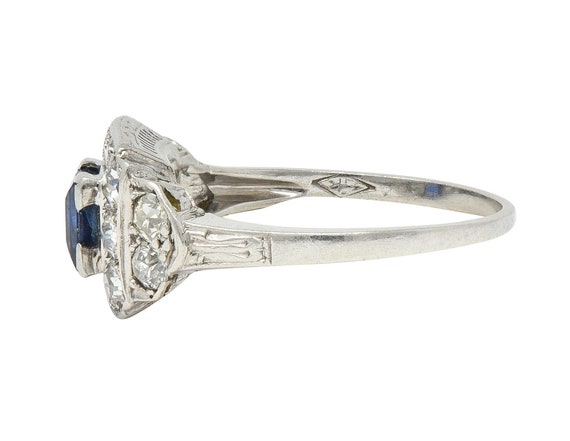 Art Deco 1.38 CTW Sapphire Diamond Platinum Vinta… - image 5