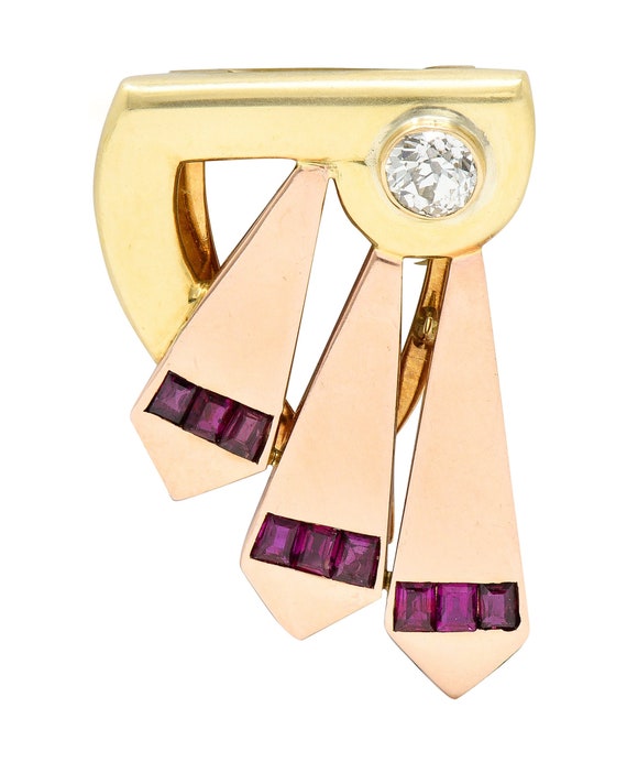 1940's Cartier Ruby Diamond 14 Karat Two-Tone Gold