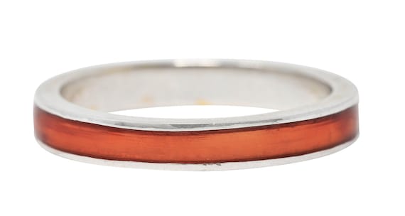 Hidalgo Vintage Orange Enamel 18 Karat White Gold Eternity Band Ring Etsy Canada