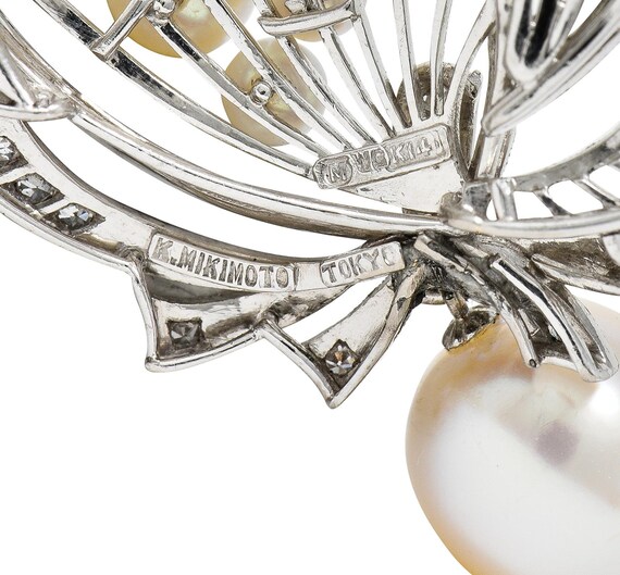 Mikimoto 1950's Diamond Pearl 14 Karat White Gold… - image 9