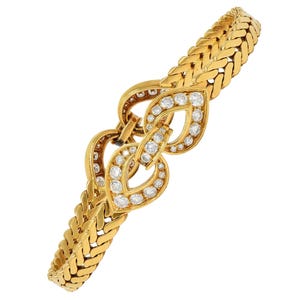 Cartier Paris 1.78 CTW Diamant 18 Karat Gelbgold Vintage Agrafe Armband