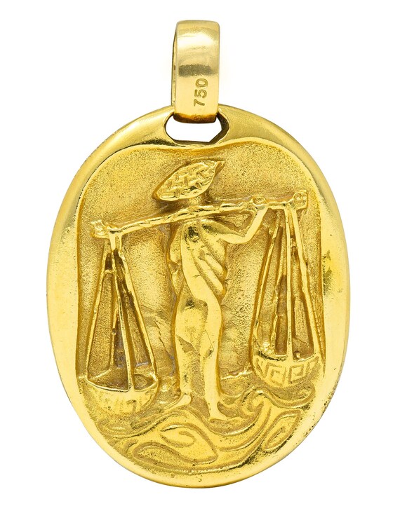 Cartier 1970 S 18 Karat Yellow Gold Libra Zodiac Vintage Pendant