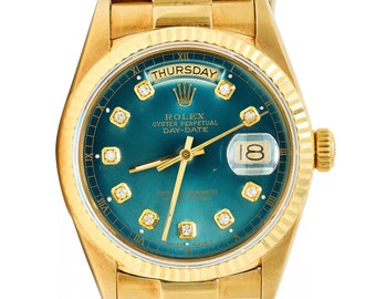Rolex President Day-Date Vintage Men's Green Dial Diamond Unisex Watch 18038