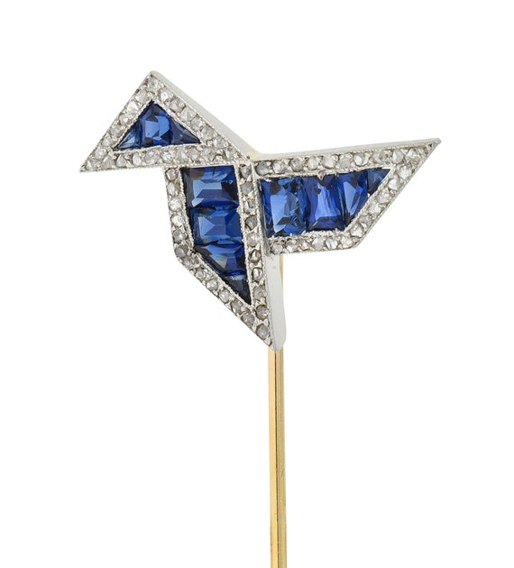 Art Deco 2.34 CTW Sapphire Diamond Platinum 14 Ka… - image 8