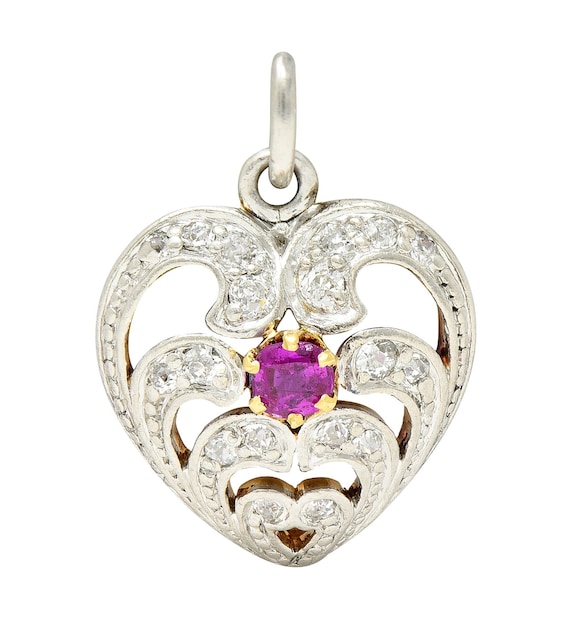 Edwardian Ruby Diamond Platinum-Topped 18 Karat Go