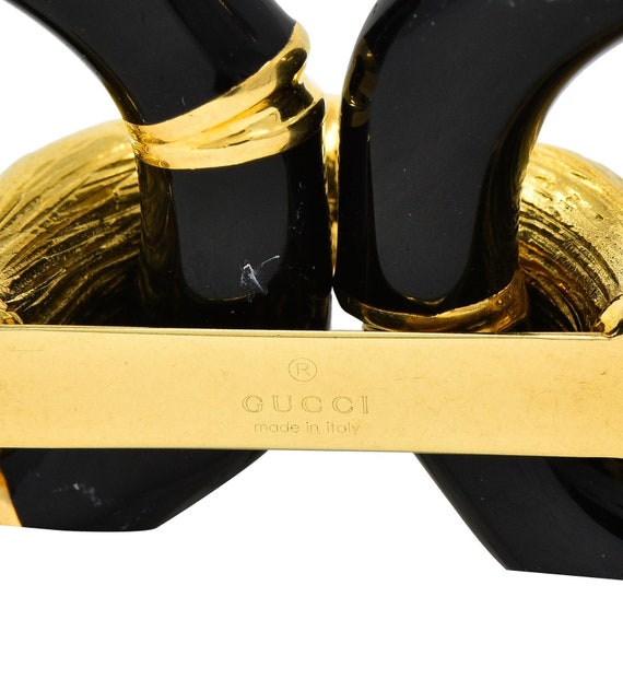 Gucci 2000's Enamel 18 Karat Yellow Gold Bamboo V… - image 6