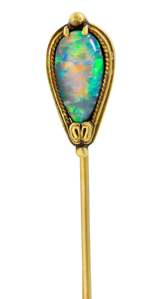 Louis Comfort Tiffany Black Opal Cabochon 18 Karat