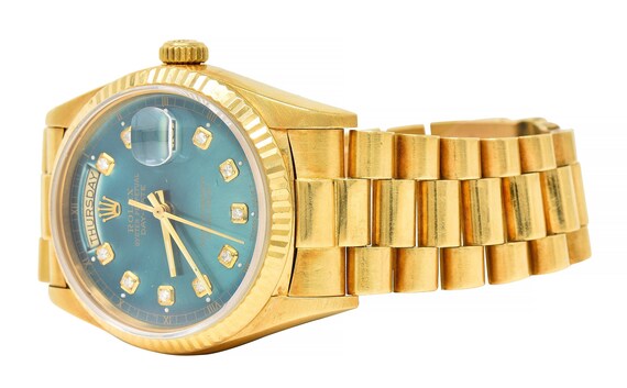 Rolex President Day date Vintage Men s Green Dial Diamond Unisex Watch 18038 Etsy Canada