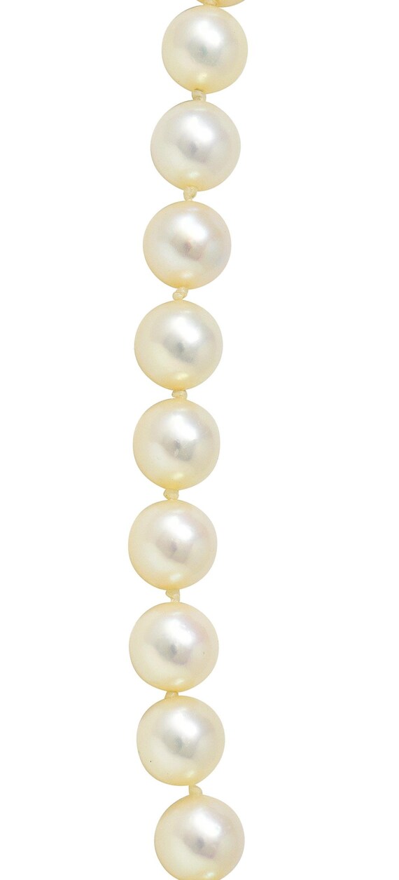 Mikimoto 1950's Diamond Pearl 14 Karat White Gold… - image 7