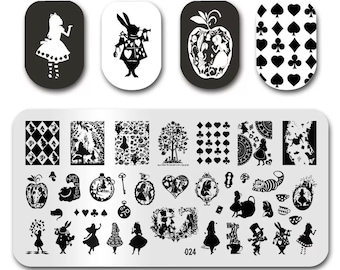Queen of hearts Plate Nail Stamp For DIY Manicure Art Nail Stamping Tool Stamping Plate // Alice in wonderland
