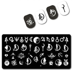 Kads Nagelstempelplatte – Motive Mit Stern, Mond & Katze, 7x8 Cm, Edelstahl, Für Nailart Zu Hause