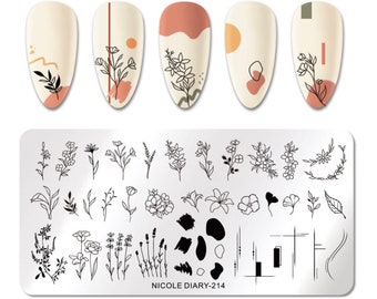 Natural Flowers Nail Stamping Plate For DIY Manicure Art / Nail Art Template Stamping Tool Stencil / Stamping Plate for Nail Design