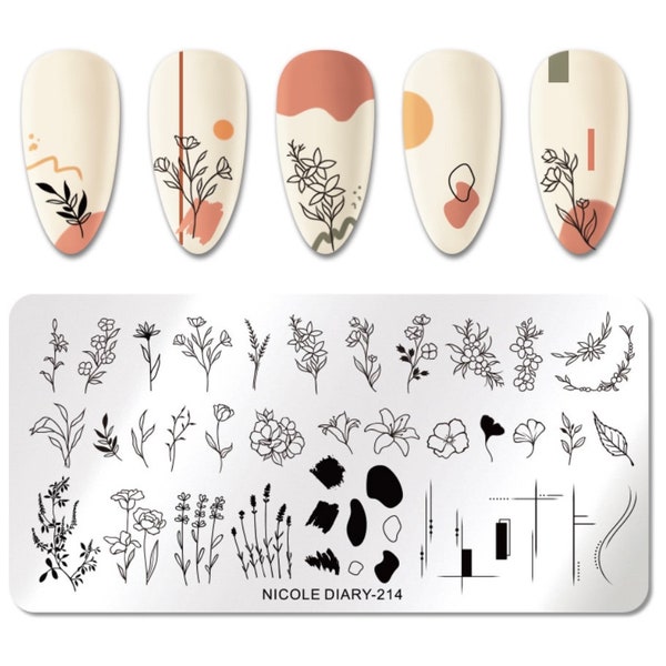 Natural Flowers Nail Stamping Plate For DIY Manicure Art / Nail Art Template Stamping Tool Stencil / Stamping Plate for Nail Design