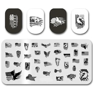 American made for nails Stamp plate For DIY Manicure Art Nail Stamping Tool Stamping Plate / 4rth of July nails