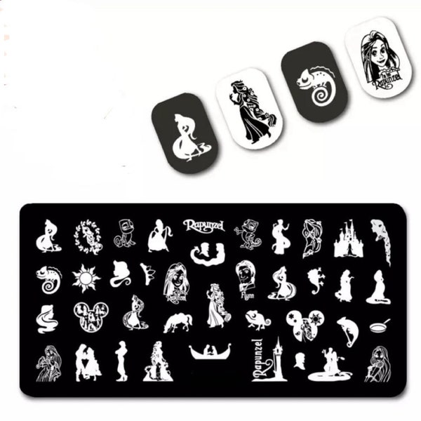 Timbro Rapunzel per fai da te Manicure Art Nail Stamping Tool Stamping Plate