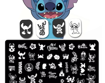 Ohana Nail Stamp Plate For DIY Manicure Nail Art Stamping Tool Stamping Plate / Lilo and Stich