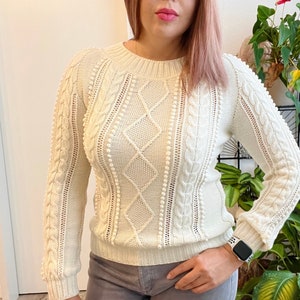 Suéter de mujer, suéter tejido a mano, suéter de mujer, suéter elegante, suéter de hojas suave y cálido
