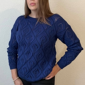 Suéter de mujer, suéter tejido a mano, suéter de mujer, suéter elegante, suéter de hojas suave y cálido