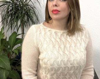 Sweater, mohair sweater, knitted sweater, white sweater