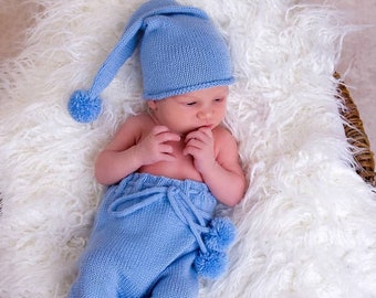 Newborn Baby Photography Set 2 Pieces Baby Boy Outfit Wool (Merino), Color Choice, Handmade