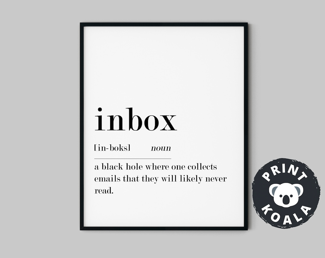 Inbox Definition Print, Funny Home Office Sign, Printable Wall Art, Funny Home Office Decor