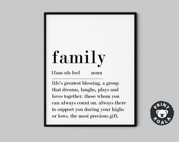 Downloadable family definition minimalist print family definition digital print