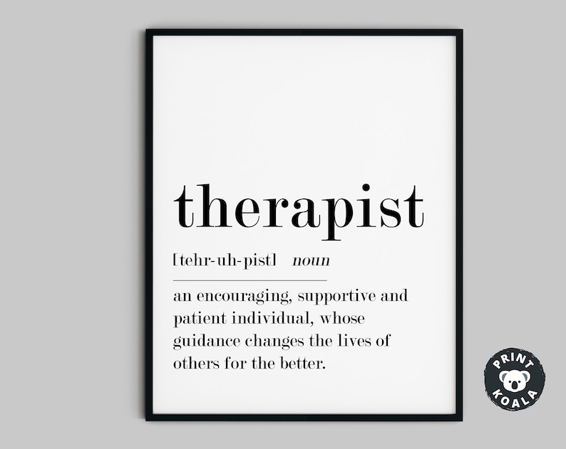 Therapist Definition Print Therapist Gift Printable Wall Etsy