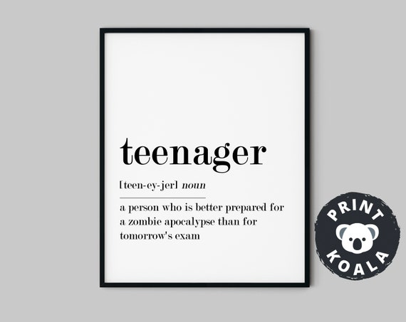 Teen Wall Art Set of 3 Prints Teenager Room Decor Funny Teen Gift Teenager  Definition Print Minimalist Decor Digital Download 