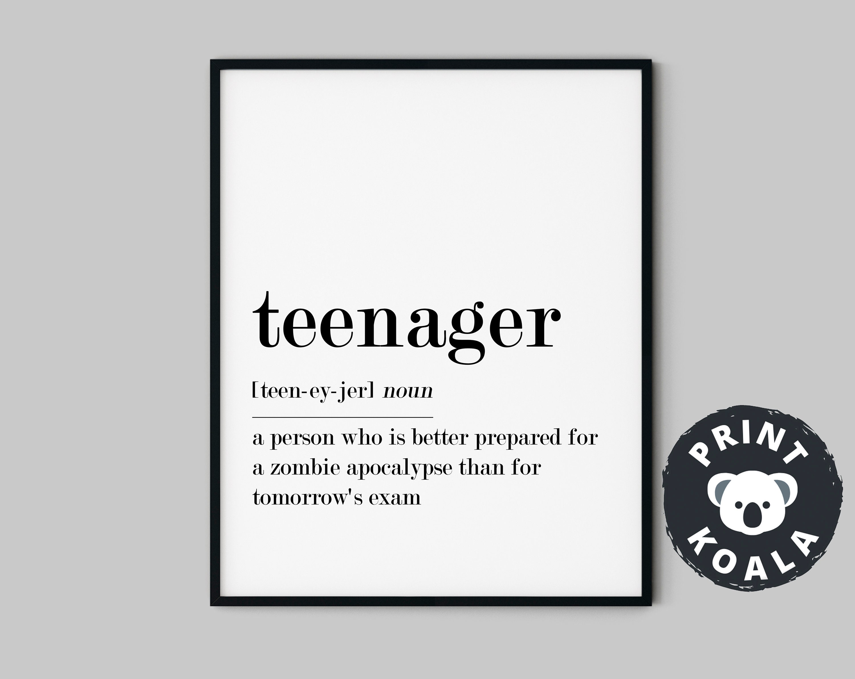Definition Teenager Print Funny Teen Gift Teenager - Etsy