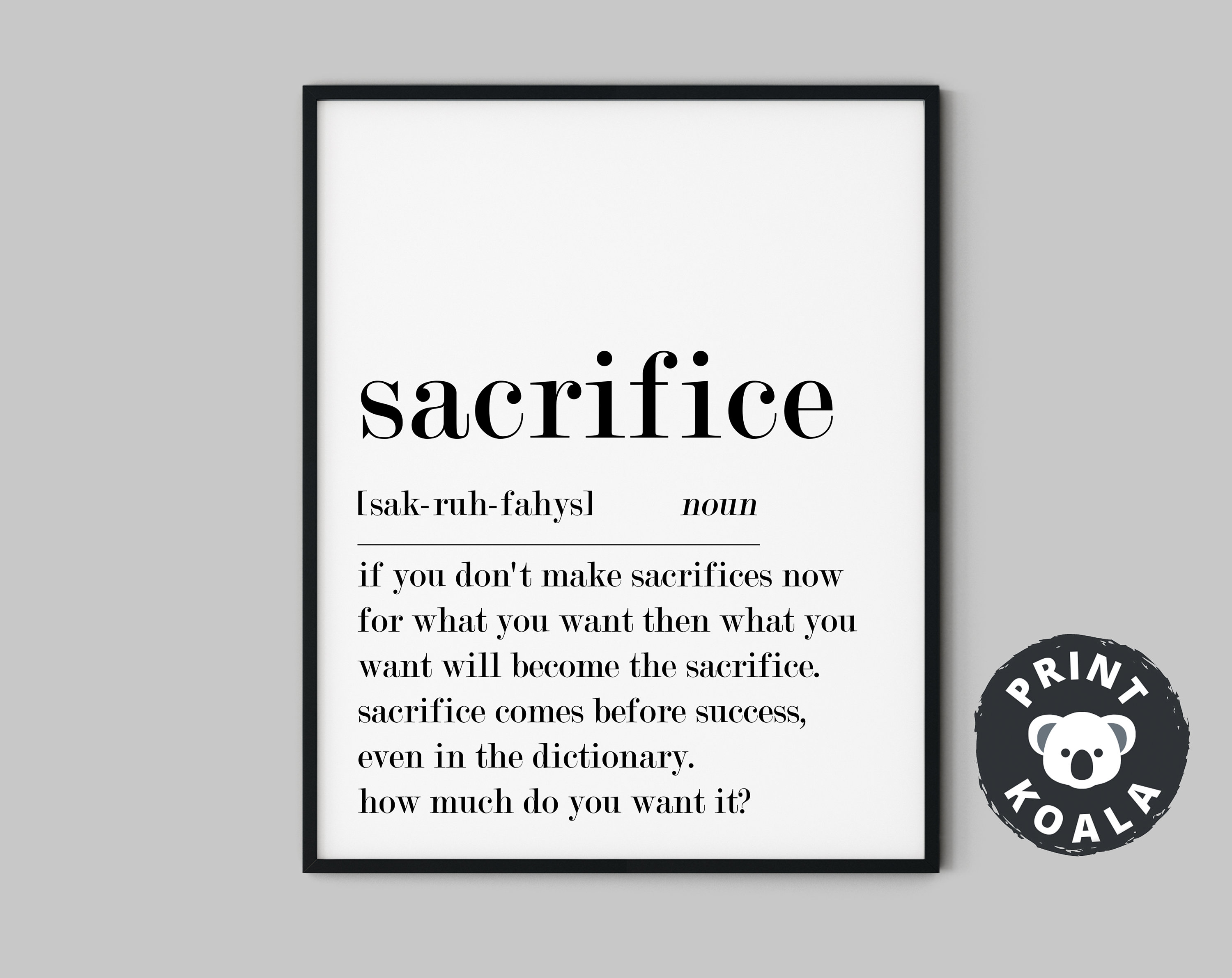 Sacrifice Definition Print Home Office Printable 